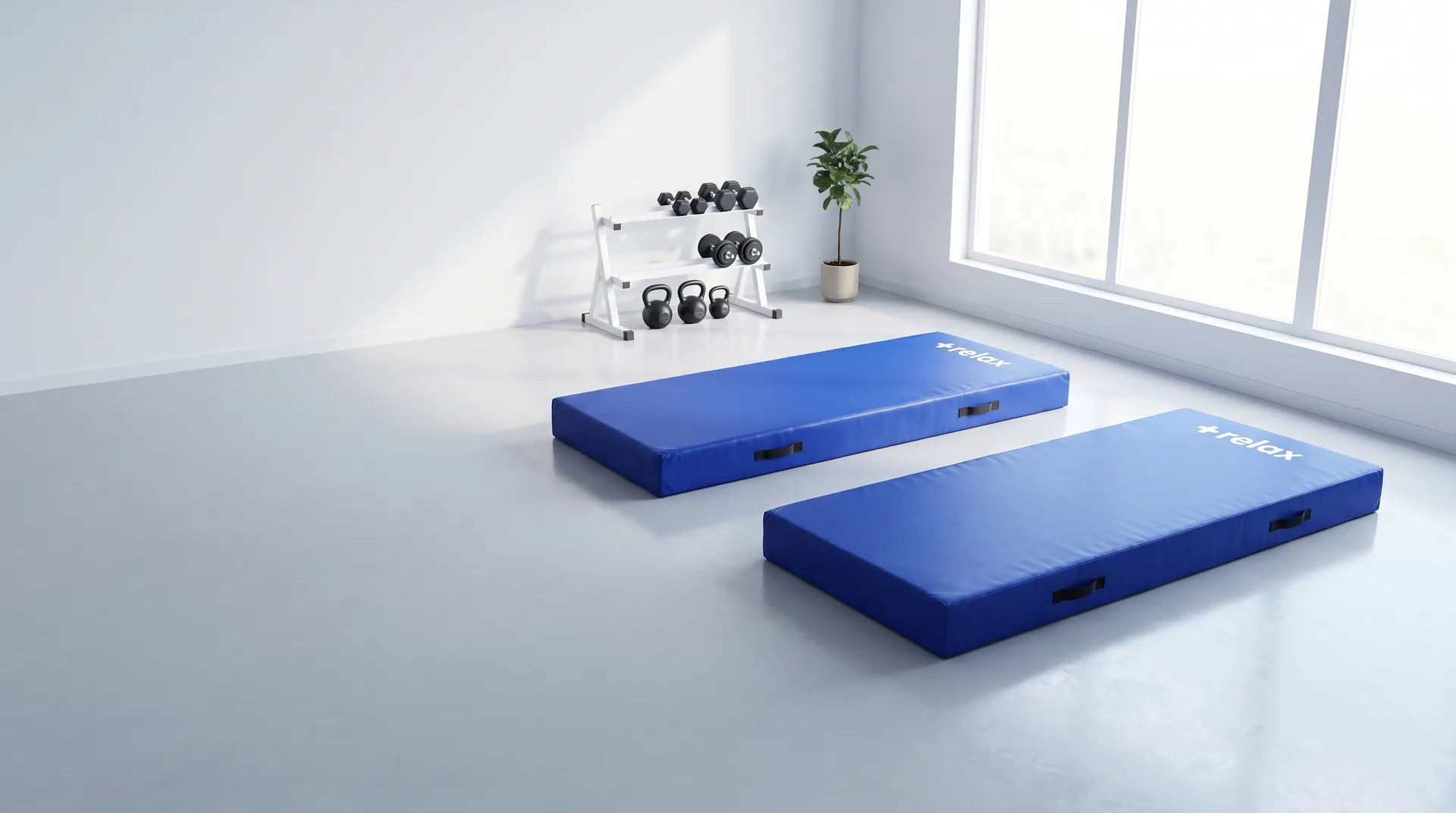 Colchonetas de gimnasio +relax en un gimnasio luminoso
