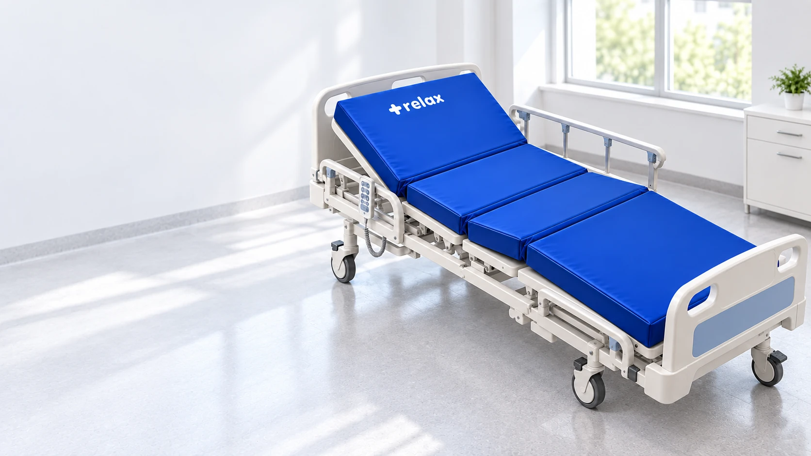 Cama hospitalaria eléctrica con colchón MasRelax de cuatro secciones